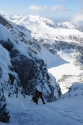 Widok z przeczy na zamarznity Czarny Staw i Tatry Zachodnie